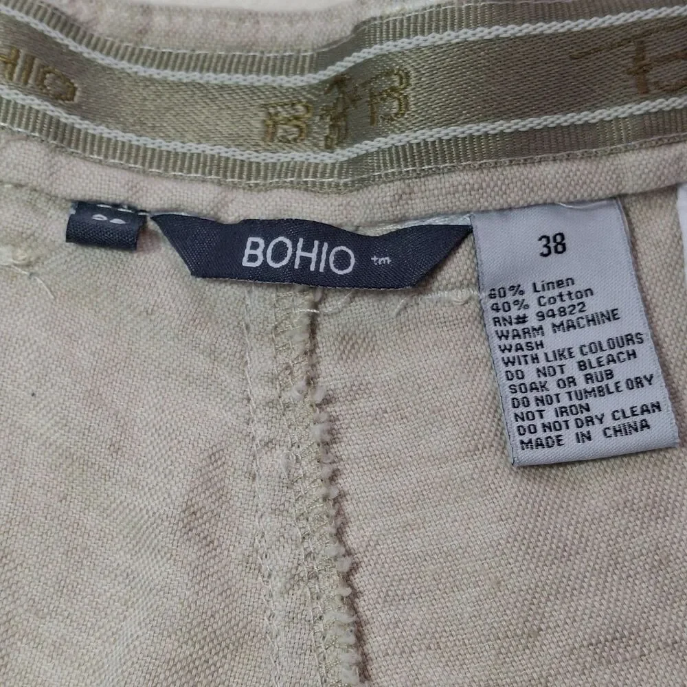Bohio Linen Blend Tan Pants Chinos Mens 38x32 Casual Beach Summer Officewear